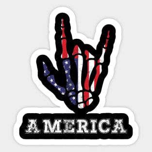 America Rock Sign 4th of July Vintage American Flag Retro USA T-Shirt Sticker